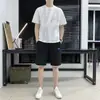 Traje Deportivo de Verano para Hombre Tendencia Camiseta Fina de Manga Corta Pantalones Cortos Ropa de Hombre Combinación Atractivo Conjunto de Dos Piezas