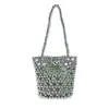 Bolsa Feminina Transversal de Mão Personalizada Estilo Estrangeiro Nicho High-End Simples e Versátil Casual Corrente de Miçangas Compacta Personalizada Água