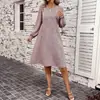 Amazon Aliexpress Comercio Exterior Transfronterizo Vestido de Mujer Otoño e Invierno Cuello Redondo Estampado de Leopardo Sin Mangas Holgado Casual Vestido de Manga Larga