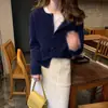 Cárdigan de punto grueso con cuello redondo para mujer, nueva colección otoño/invierno 2026, estilo coreano, suéter simple y estilizado, prenda exterior versátil, moderno