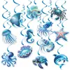 Candelabro Espiral Decorativo Temática Océano de Verano Animales Submarinos Etiqueta Colgante Espiral Decorativa para Fiesta de Cumpleaños Hawaiana