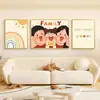 Una Familia de Tres Sana Sala de Estar Cálida Triple Pintura Decorativa Tronco Crema Nueva Pintura Colgante Mural de Fondo para Sofá
