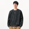 Ropa para Hombre Fengshe / Sudadera de Diseño Rayado para Hombre, Estilo Americano, Otoño/Invierno, Tendencia Vintage, Hombro y Manga Estructurados con Etiquetas Aplicadas, Manga Larga
