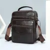 Bolsa de Ombro Masculina Transfronteiriça em Couro Genuíno, Bolsa de Mão e Bolsa Transversal de Couro Bovino de Primeira Camada