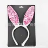 Diadema de orejas de conejo de felpa transfronteriza, corbata de lazo, conjunto de tres piezas, tocado de conejito blanco pequeño COS, accesorios de actuación de chica conejo
