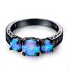Anillo de ópalo azul personalizado de moda transfronteriza europea y americana, anillo de oro negro de alta gama, pulsera, anillo de moda para celebridades para mujeres