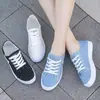 Tênis de Lona para Mulheres, Novo Modelo Verão 2023, Sapatos Brancos de Primavera, Tênis Esportivos Planos para Estudantes, Tênis