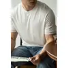 Camiseta de manga corta con sensación fresca de seda de hielo de presión cero Lyocell Tencel para hombre 2025 verano nuevo top deportivo ligero para negocios