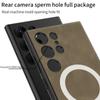 Para Samsung S23Ultra funda de cuero mate para teléfono móvil carga magnética inalámbrica S23 lente cubierta protectora todo incluido S23