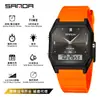 Reloj Digital Transfronterizo Sanda Deportivo Impermeable Doble Pantalla Sincronización 3-Horas Luminoso Reloj para Estudiantes Reloj Digital Multifunción