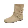 Botines de Otoño Maillard para Aumentar la Altura Botas Vaqueras para Mujer 2026 Nueva Moda Hebilla Botines de Gamuza para Mujer
