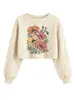 Estación independiente de Amazon Wish comercio electrónico transfronterizo moda elegante para mujer crop top sudadera floral rojo naranja amarillo