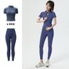 Roupa de Yoga para Mulheres com Gola Alta e Manga Curta, Jaqueta Esportiva Profissional para Primavera e Verão, Secagem Rápida, Respirável, Justa ao Corpo, Fato Fitness Emagrecedor