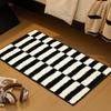 Tapete de Chão Absorvente Antiderrapante para Banheiro em Veludo Bicolor Estilo Retrô Francês Tapete Secagem Rápida para Pé Tapete Listrado para Quarto ao Lado da Cama