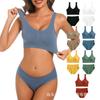 Ropa interior de hilo inalámbrica push up para mujer, sujetador deportivo a prueba de impactos, chaleco de belleza sin espalda con U grande, conjunto de ropa interior para yoga