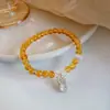 Nuevo Pulsera de Imitación de Citrino Hecha a Mano Estilo Chino para Mujeres, Pulsera Natural de Calabaza Apilada, Regalo de Cumpleaños, Pulsera Versátil para Hombres y Mujeres