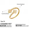 Anillo de dedo índice de flor de cuatro pétalos de insecto Mili de nicho con índice de circonita incrustada, color acero inoxidable, anillo de joyería de moda personalizado para mujer