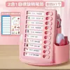 Porta-canetas giratório 360 graus, dispositivo de registro de presença por autodisciplina, caixa de armazenamento de material de escritório, porta-canetas de registro de presença de grande capacidade para mesa para estudantes