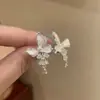 Estilo Suave y Elegante, Diseño de Nicho, Exquisitos Pendientes con Borla de Mariposa y Diamantes Brillantes, Modernos y de Alta Gama, Pendientes de Lujo Ligero
