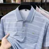 Camiseta Polo de Manga Corta Rayada Estampada Estilo Papá Transfronterizo para Hombres de Mediana Edad y Mayores Casual Holgada con Cuello Camisa Top de Abuelo Dropshipping