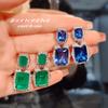 Sensación de alta calidad con pendientes de algodón esmeralda para mujer, verde muzo colombiano, con grietas, diamante de alto carbono de lujo, pendientes de cristal azul afilado