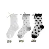 Calcetines de Seda de Cristal Finos de Verano para Niños, Transpirables y Ligeros, Calcetines para Niñas Estilo Coreano con Patrón de Corazón Dulce de Seda de Hielo