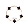 Pulsera de Trébol de Cuatro Hojas y Cinco Flores Van Cleef & Arpels de Gama Alta con Calcedonia Natural, Chapada en Oro V con Oro Rosa de 18 Quilates, Venta Directa por Transmisión en Vivo, Artesanía de Precisión CNC