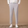 Pantalones de Traje Pequeños Casuales para Hombre Primavera y Verano 2024 Estilo Coreano Moderno Pantalones Nueve Puntos Slim Drapeados Pantalones de Traje para Hombre