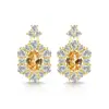 Brilho ao vivo venda quente brincos de imitação de gema colorida prata S925 brincos de tarraxa cor de ovo de pombo brincos de imitação de luxo formato de ovo Moissanite joias