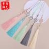 Franja com Tassel de Onda Estilo Palaciano Artesanato DIY Feito à Mão Broche Hanfu com Tassel Pingente de Leque Acessórios para Penteado