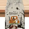 Camino de mesa de Halloween más vendido de Temu transfronterizo, mantel decorativo navideño de lino, alfombrilla de té de gama alta para mueble de TV