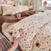 Juego de Cuatro Piezas de Grado Materno e Infantil Clase A, Nuevo Juego de Sábana, Funda de Edredón y Sábana Ajustable de Algodón Puro Estilo Ins Suave, Juego de Tres Piezas para Dormitorio Estudiantil