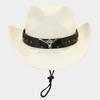 Sombrero vaquero de paja estilo retro americano de vaca y tau, sombrero para el sol informal retro para hombre y mujer, sombrero panamá resistente al viento y transpirable.