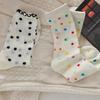 Calcetines de Lunares con Pantuflas de Agujero en la Pared, Malla de Verano Fina para Mujer hasta la Mitad de la Pantorrilla Estilo Japonés Casual Felpa JK Pequeño Fresco