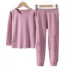 Ropa de Otoño y Pantalones Ropa Cálida Otoño e Invierno Nuevo Estilo Niños Medianos y Grandes Conjunto de Ropa Interior Térmica Conjunto de Pantalones Línea Femenina