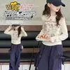 Conjunto de Niñas Primavera y Otoño 2026 Nuevo Casual Estilo Coreano para Niños Medianos y Mayores Camiseta de Dibujos Animados Ropa Infantil Transfronteriza Manga Larga