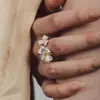 Diseño Exclusivo Versátil Simple Nuevo Exquisito Anillo de Flor de Cornejo Tridimensional para Mujer Anillo Abierto Ajustable para Mujer