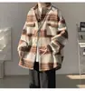 Camisa Cardigan de Lana para Hombre Otoño e Invierno, Abrigo de Lana a Cuadros Retro Americano, Chaqueta Engrosada para Hombre, Ropa para Hombre