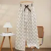 Pantalones de Pijama de Algodón Perlado para Mujer Verano Nuevo Dibujos Animados Pantalones para Casa Delgados para Usar en Exterior Pantalones Antimosquitos Talla Grande Sueltos Pantalones Largos