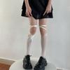 Calcetines Calados Lolita IK para Niños Primavera y Verano Delgados Dulces de Media Caña Lazo de Encaje Doble Calcetines hasta la Pantorrilla