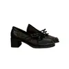 Estilo Novo de Primavera Estilo Retro Francês Bico Quadrado Couro Macio Sapatos Mary Jane para Mulheres com Tiras Cruzadas e Laços, Salto Bloco Suave Sapatos de Salto Único