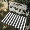 Tapete de Piso para Exterior Rayas Blancas y Negras Jacquard de Doble Cara Plegable Portátil Fácil de Limpiar Patio RV Terraza Tapete de Picnic