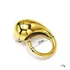 Anillo de moda europeo y americano ins, geométrico regordete en forma de lágrima, anillo de titanio de alta calidad 18K de oro, para mujer, nicho