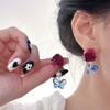 Aretes de Flor Eterna Natural para Mujer Aretes de Diseño Suave Mori Súper Hada Flor Real Rosa Perla Aretes Suaves Elegantes