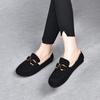 Zapatos acolchados de algodón para mujer 2022 otoño e invierno nuevos zapatos peludos con hebilla cuadrada punta redonda planos cómodos zapatos para mujer suela suave superficie suave Zapatos tipo mocasín para mujer