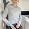 Suéter Pesado Engrossado 2024 Cashmere de Montanha Feminino Gola Redonda Pulôver Solto com Base de Fio de Pontos Suéter Suéter Tricotado