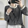 Principios de Otoño Nuevo Camisa de Encaje a Cuadros Estilo Literario Retro para Mujer Talla Grande 100 kg para Mujeres Curvilíneas 8112