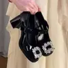 Zapatos Mary Jane con Hebilla Cuadrada de Pedrería 2025 Zapatos Nuevos Charol Francés Tacón Bajo Tacón Grueso Boca Escotada Zapatos de Piel Pequeños Zapatos de Mujer