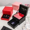 Caja de Regalo de Flores Eternas de Doble Capa Caja de Joyería Almohadilla Interior Universal para Collares y Anillos Día de San Valentín Venta al por Mayor Transfronteriza