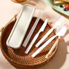 Juego de Cubiertos de Plástico (Cuchillo, Tenedor, Cuchara y Palillos) para Picnic al Aire Libre, Juego Portátil de Cuatro Piezas para Estudiantes y Trabajadores de Oficina